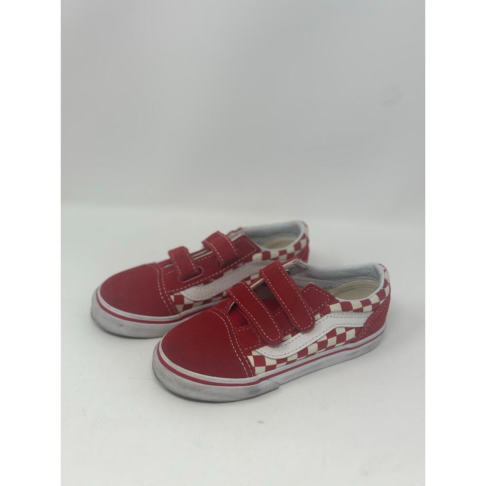 Hard to Find! Toddler Vans Old Skool Red White Checker Velcro Sneaker Size 9